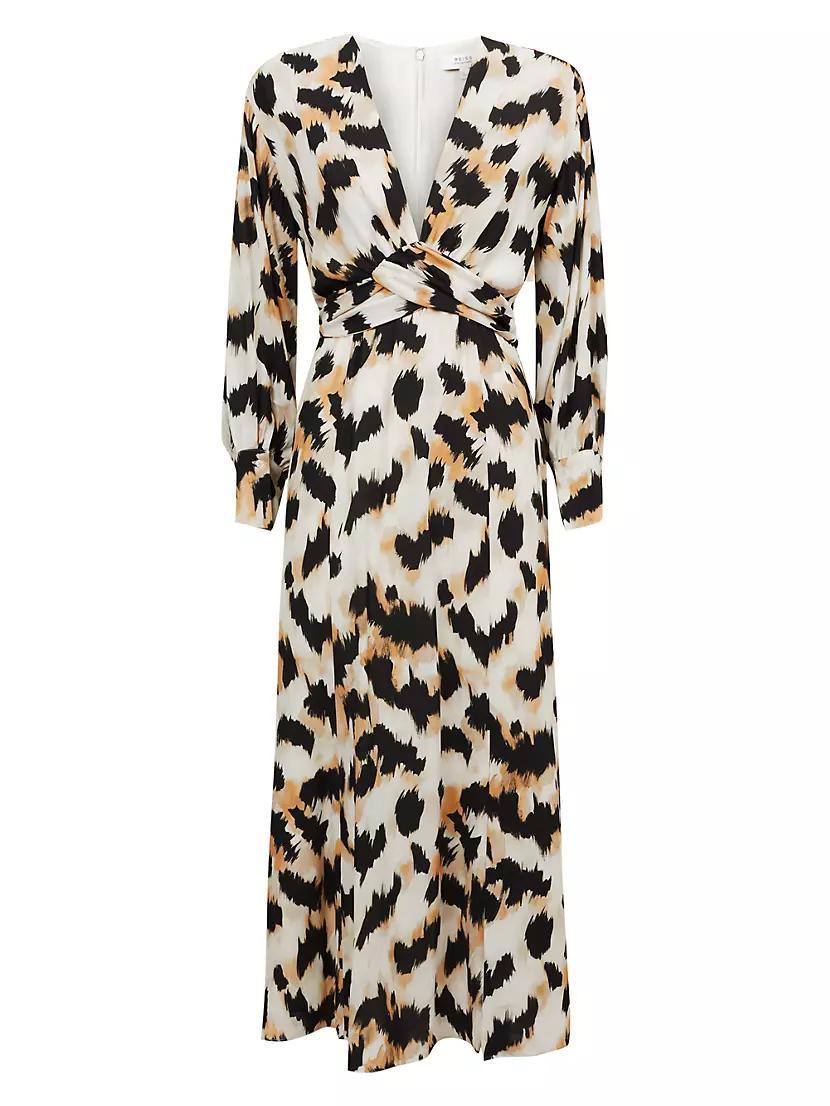 Marie Leopard Print Tie-Waist Midi-Dress Product Image