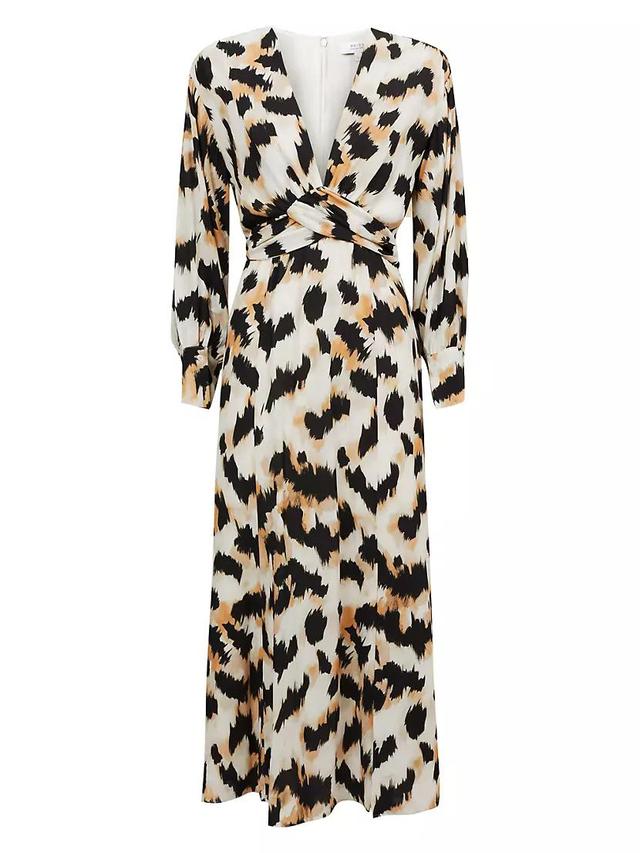 Marie Leopard Print Tie-Waist Midi-Dress Product Image