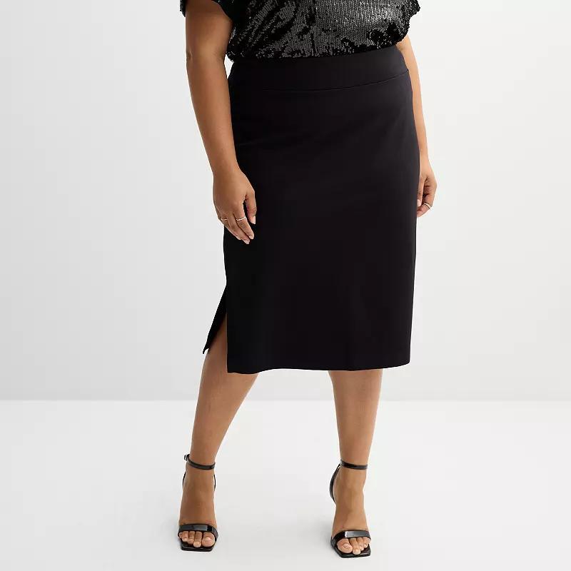 Plus Size Nine West Ponte Pencil Skirt, Womens product image