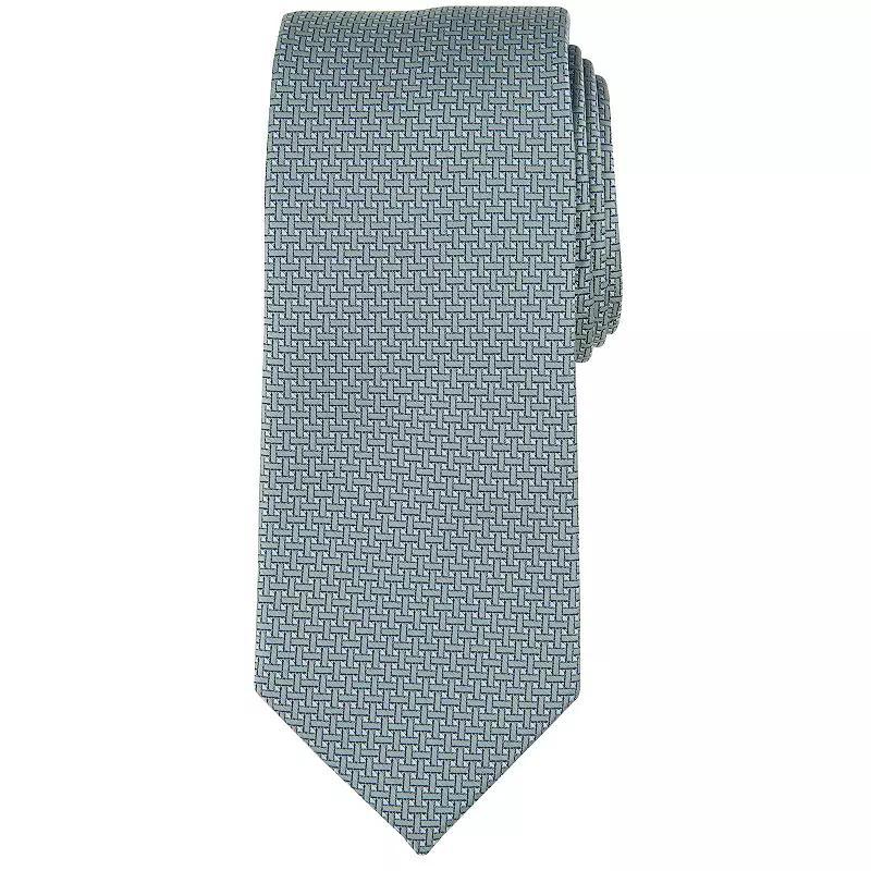 Mens Bespoke Geometric Tie, Green Stratton Product Image