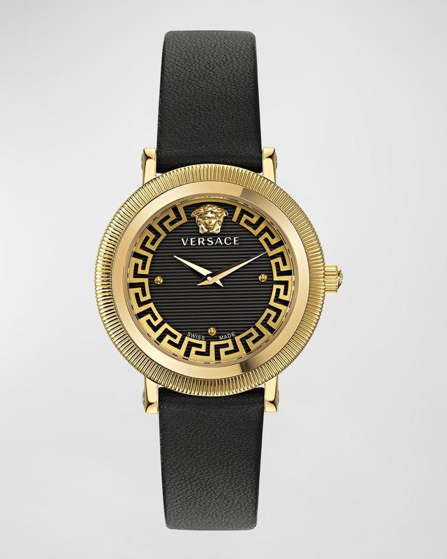 Versace Greca Flourish Leather Strap Watch, 35mm Product Image