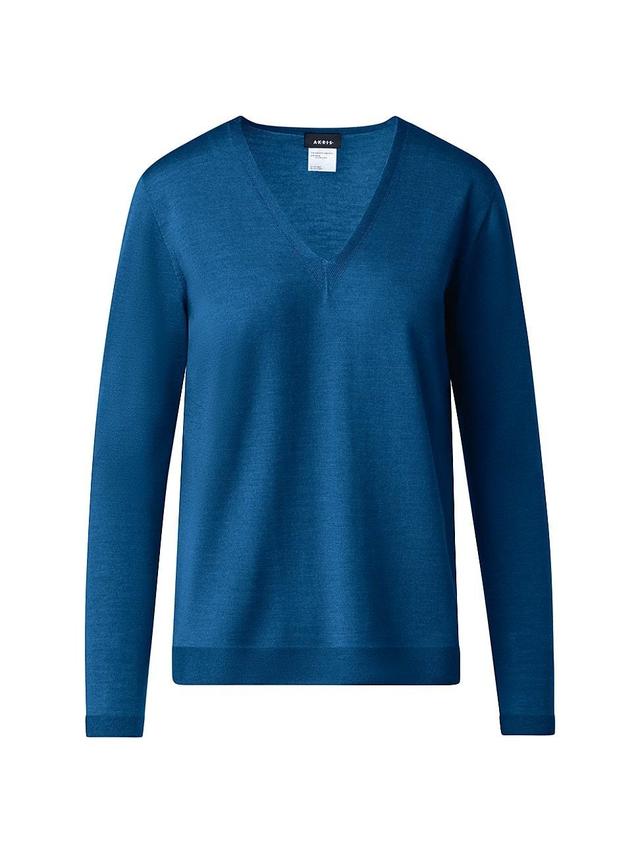 Womens Cashmere-Silk V-Neck Sweater Product Image