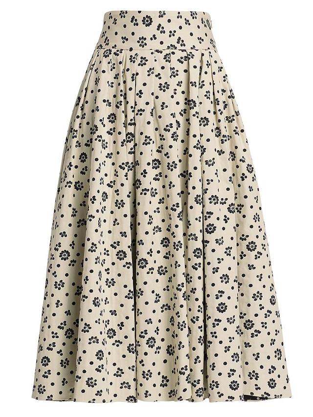 Womens Floral Pleated Midi-Skirt Product Image