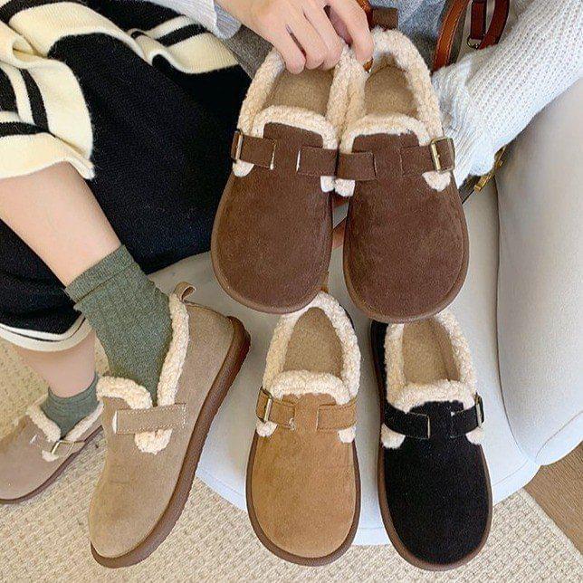 Buckled Fluffy Trim Slip-Ons Product Image