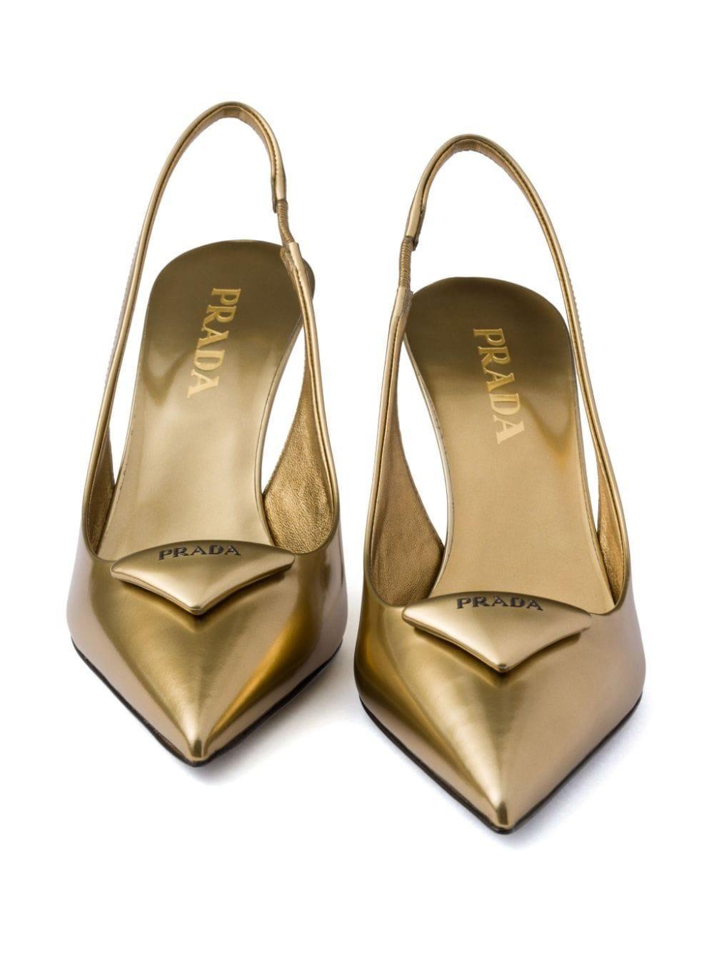 75mm Appliqué-logo Pumps In Gold/silver Product Image