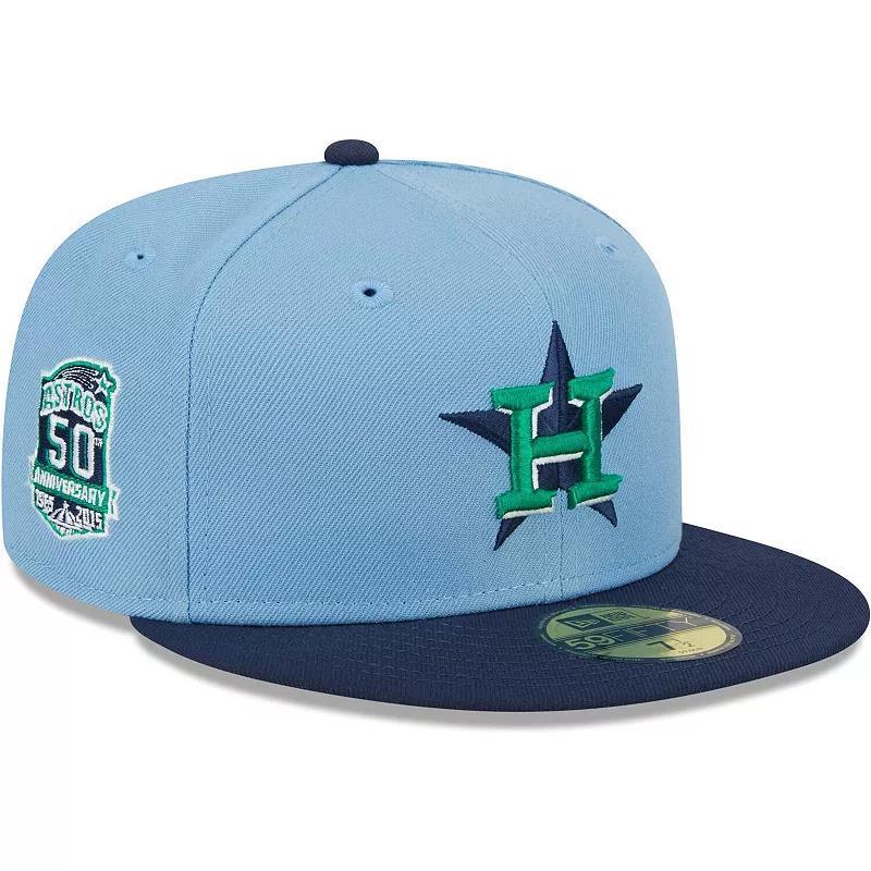 Mens New Era Light Blue Houston Astros Green Undervisor 59FIFTY Fitted Hat - Light Blue Product Image