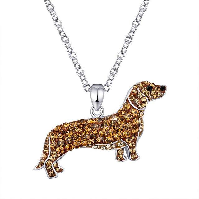 Crystal Collective Silver-Plated Crystal Dachshund Dog Pendant Necklace, Womens Silver Tone Brown Product Image