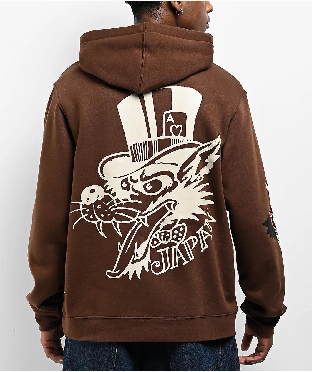 Ed Hardy Panther Tiger Brown Hoodie Product Image