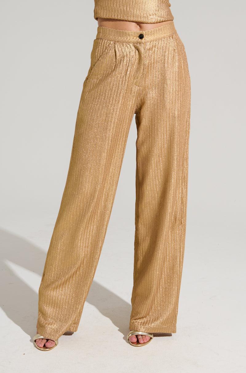 UP ALL NIGHT THINKING TROUSER IN GOLD Product Image