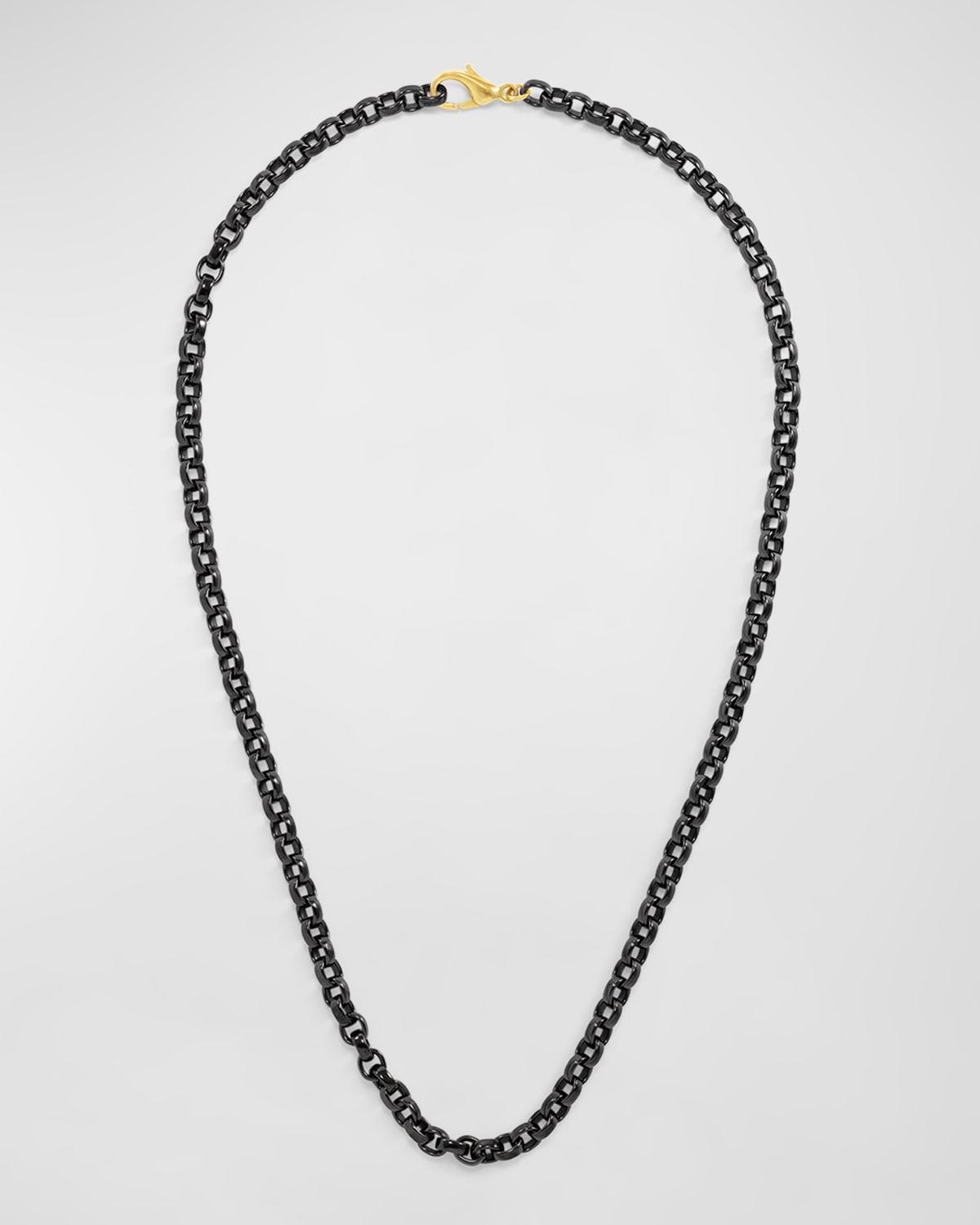 Mens Black Stainless Steel Chain Necklace, 20L Product Image