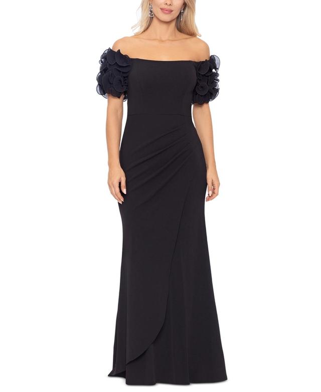 Xscape Off-The-Shoulder Ruffled-Sleeve Gown Product Image