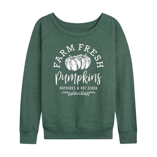 Womens Farm Fresh Pumpkins Slouchy Graphic Sweatshirt, Girls Grey Green Product Image