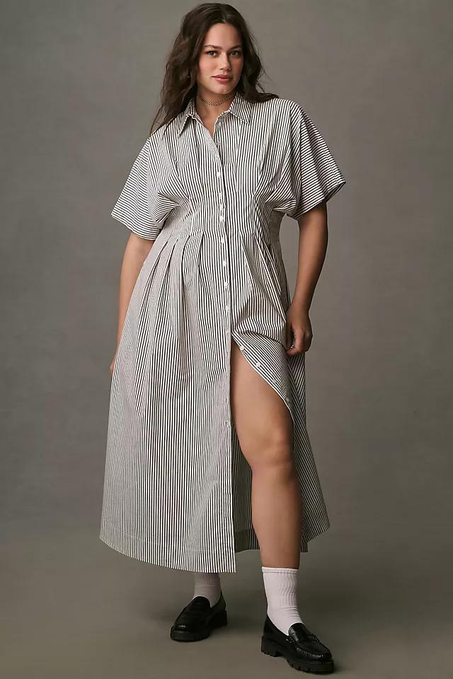 The Tobie Button-Front Pleated Shirt Dress by Exquise Product Image