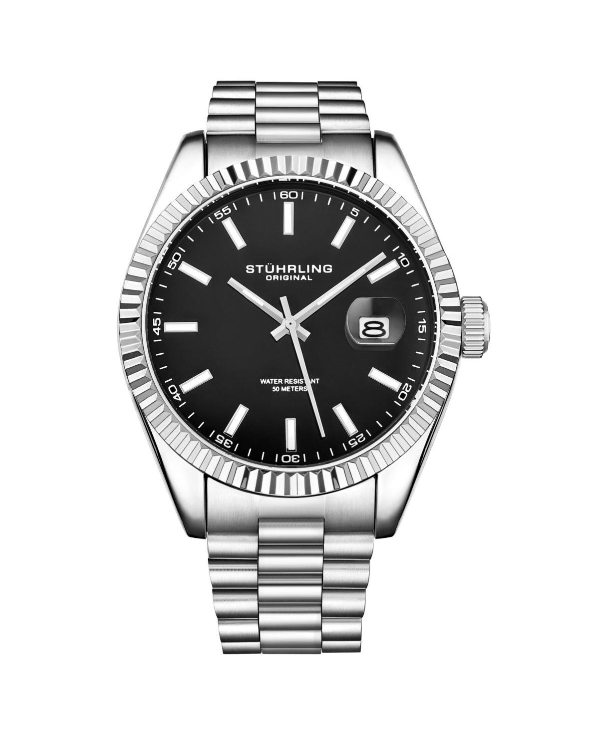 Stuhrling Mens Silver Tone Stainless Steel Bracelet Watch 42mm Product Image