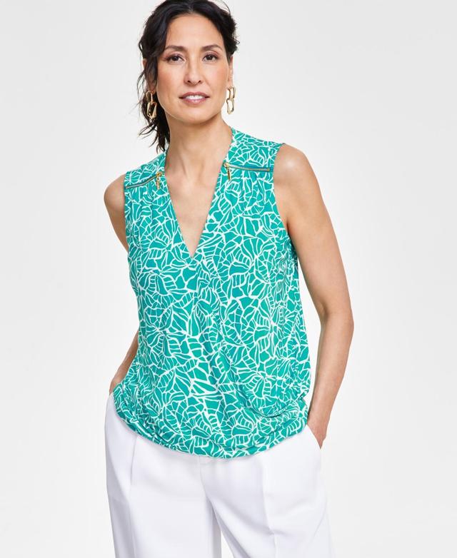 Women's Sleeveless Zip-Shoulder Surplice Blouse, Created for Macy's Product Image