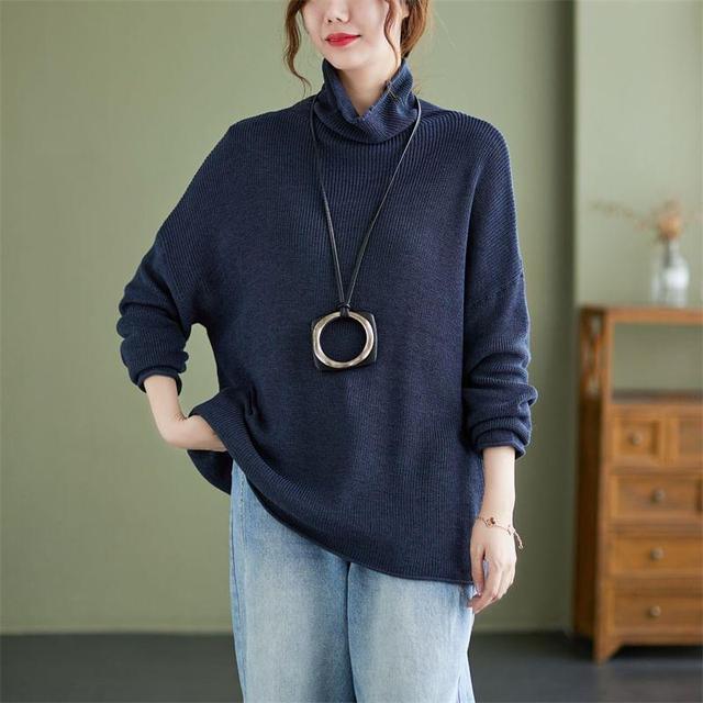 Turtleneck Ribbed Oversized Sweater Product Image