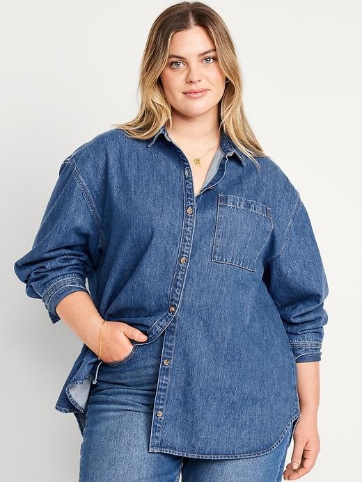 Boyfriend Button-Down Jean Tunic Product Image