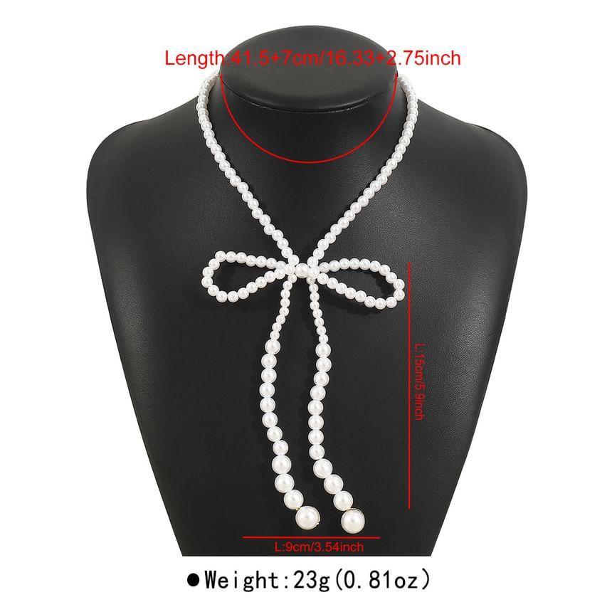 Faux Pearl Bow Necklace Product Image