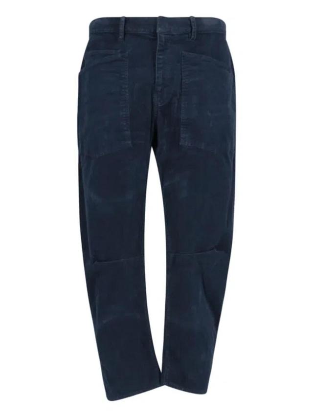 "shon" Corduroy Wide Pants In Blue Product Image