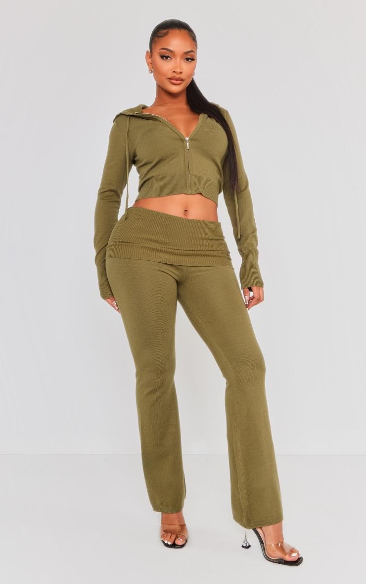 Shape Khaki Knit High Waist Foldover Waist Leggings Product Image