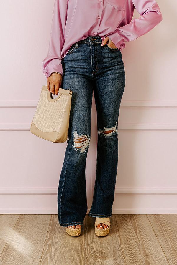 The Margot High Waist Distressed Flare in Dark Wash product image