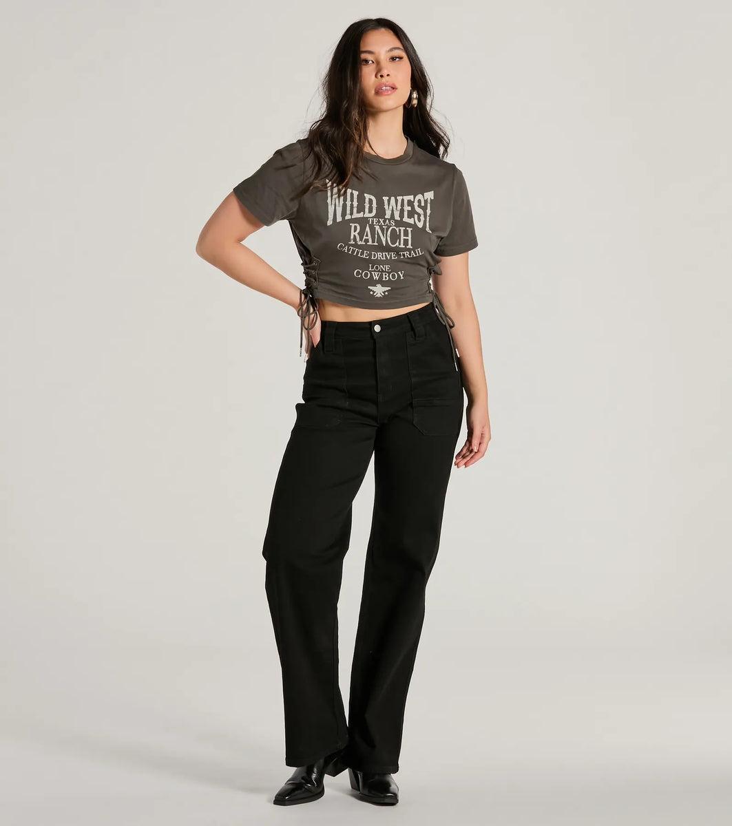 Wild West Lace-Up Crop Graphic Tee Product Image