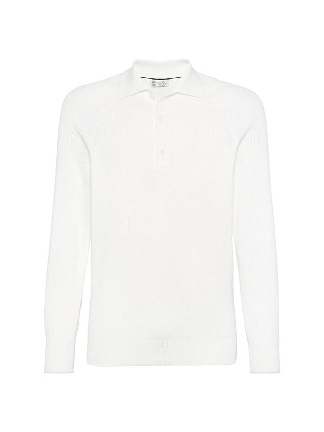 Mens Cotton English Rib Knit Polo with Long Raglan Sleeves Product Image