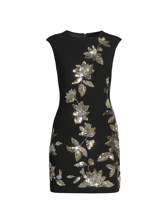 Womens Floral Beaded Crepe Minidress Product Image