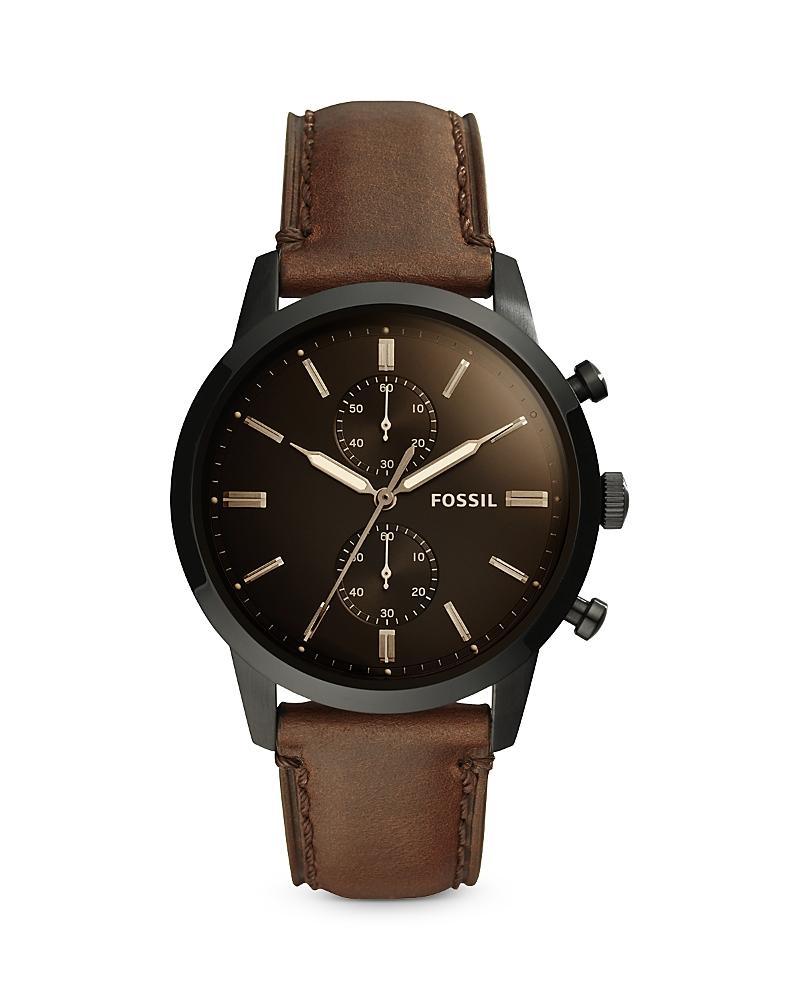 Fossil Mens Chronograph Townsman Brown Leather Strap Watch 44mm - Brown Product Image