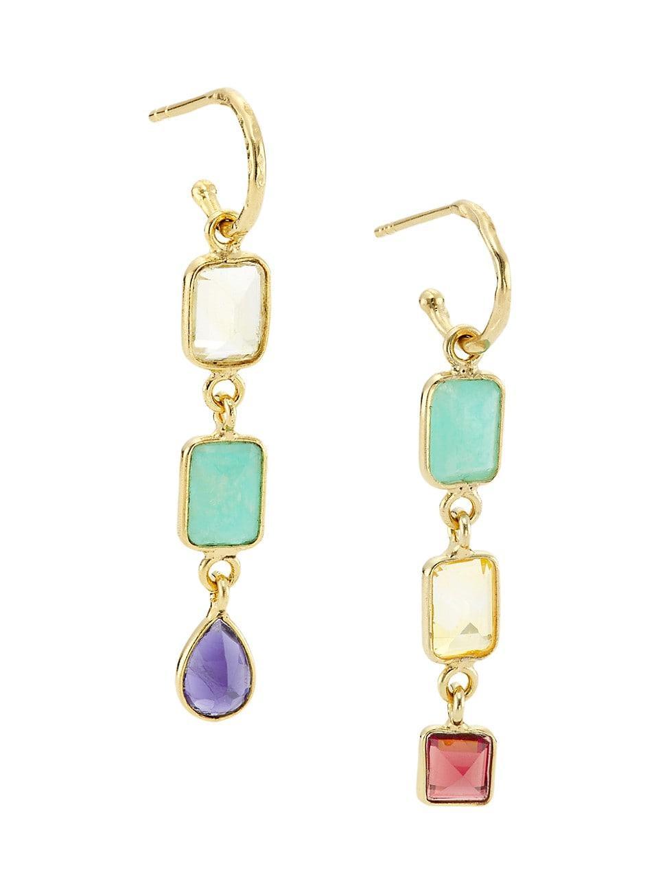 Womens Stromboli 24K-Gold-Plated & Multi-Gemstone Asymmetric Drop Earrings Product Image