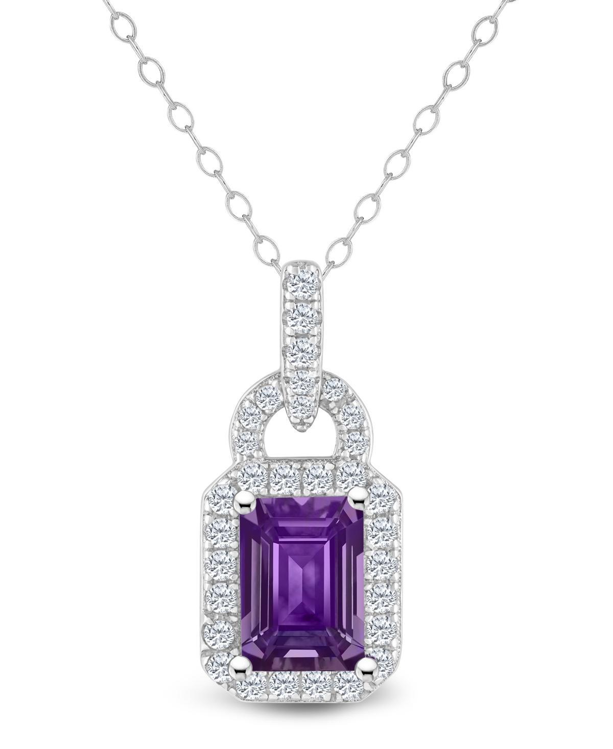 Celebration Gems Sterling Silver Amethyst & White Topaz Accent Pendant Necklace, Womens Purple Product Image