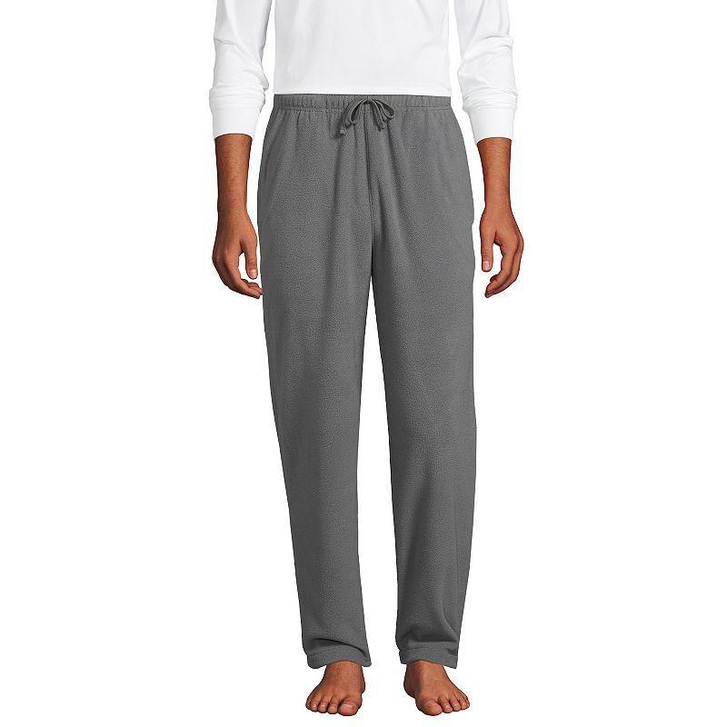 Mens Lands End Solid Fleece Pajama Pants Warm Grey Product Image