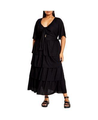 Plus Size Ana Tie Maxi Tiered Dress Product Image