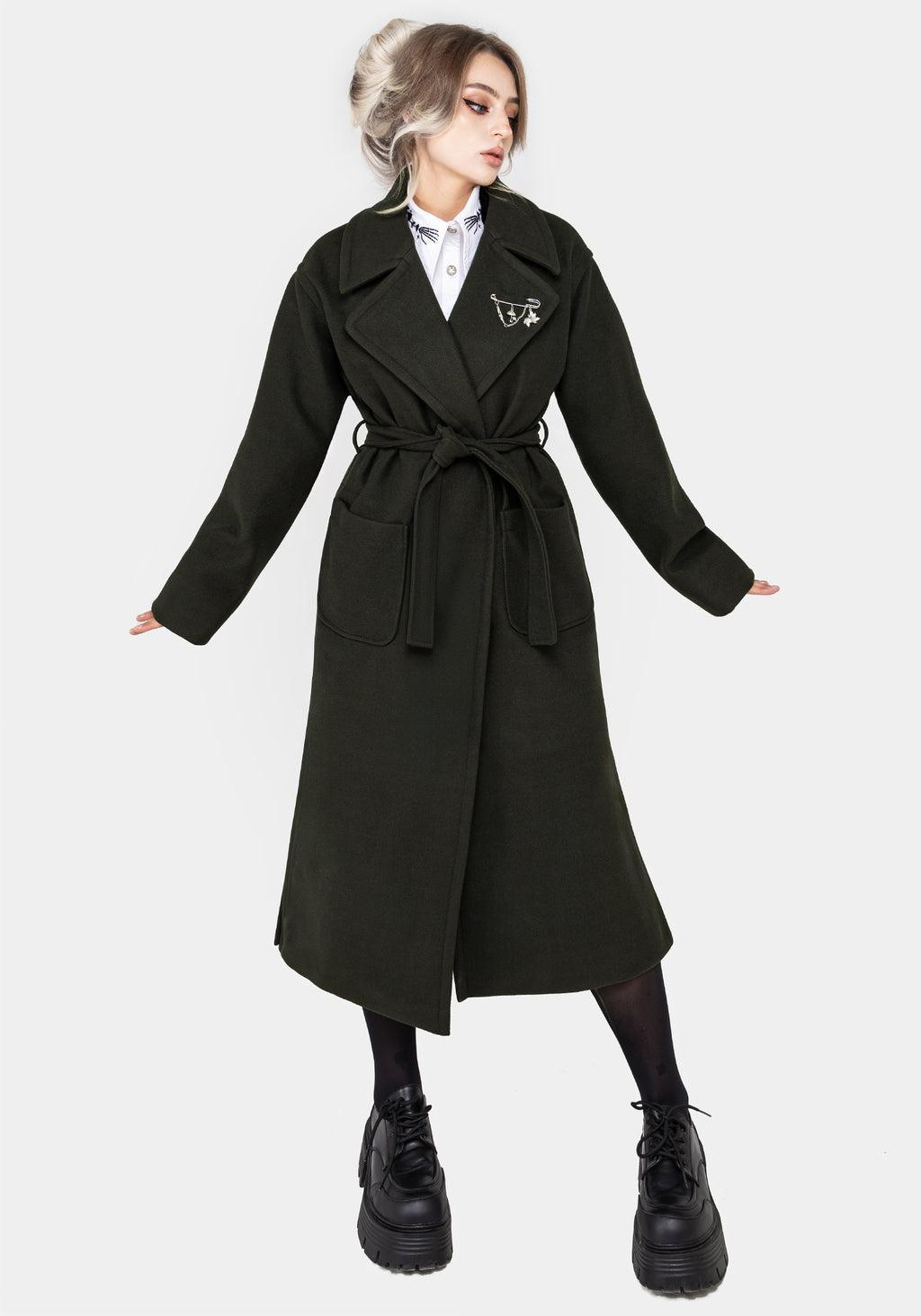 Meltdown Oversized Coat with Brooch - Green Product Image