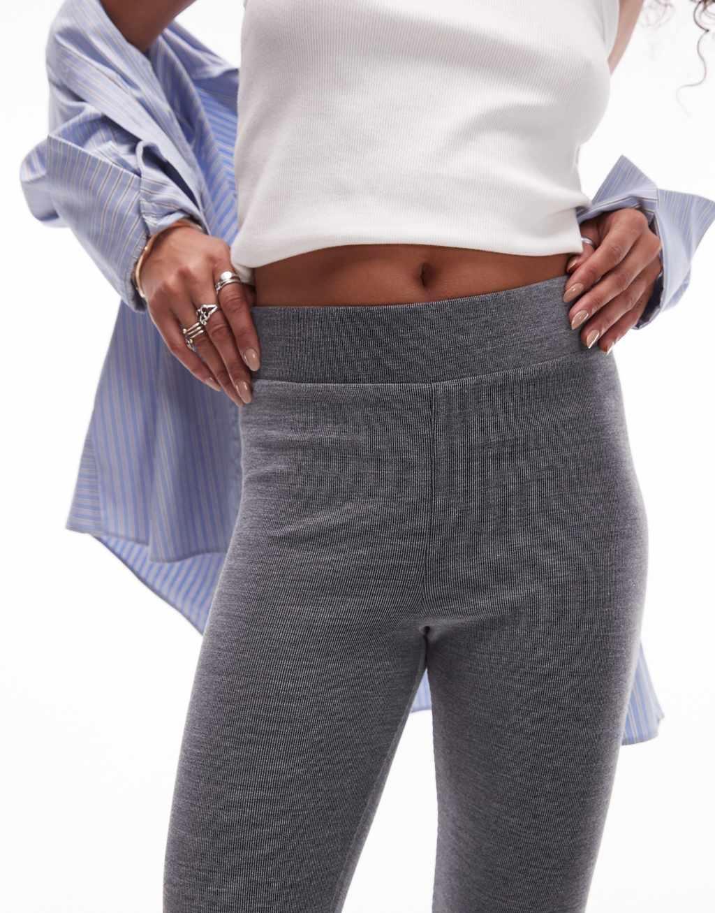 Topshop brushed ribbed leggings in gray heather Product Image