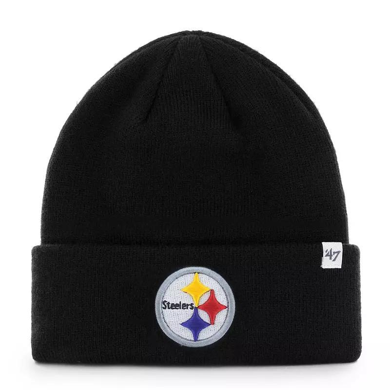 47 Mens Black Pittsburgh Steelers Primary Basic Cuffed Knit Hat Product Image