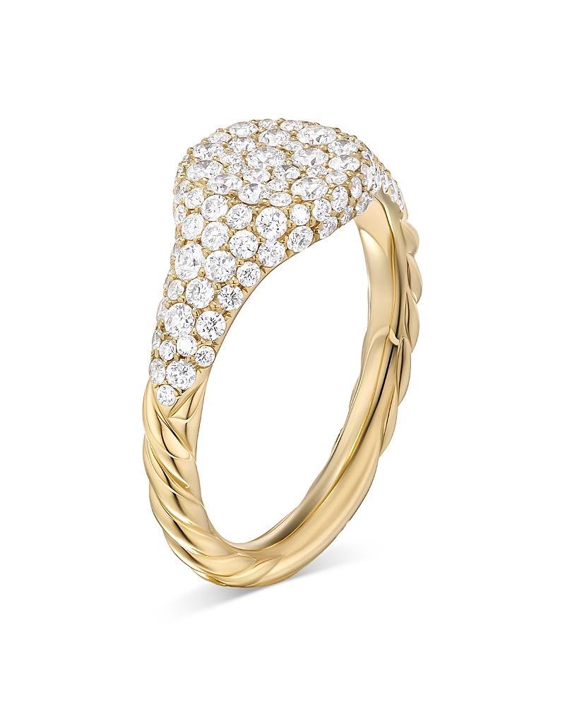 Womens Petite Pave Pinky Ring In 18K Yellow Gold Product Image