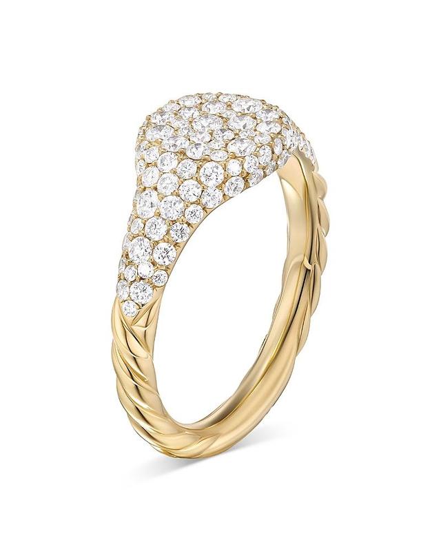 Womens Petite Pave Pinky Ring In 18K Yellow Gold Product Image