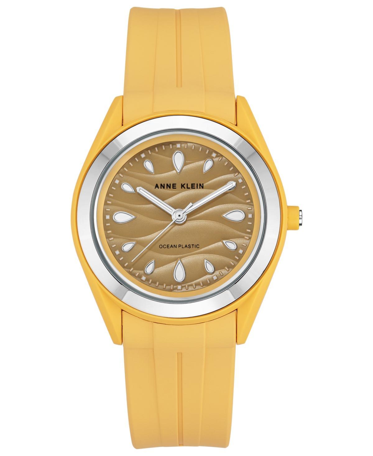 Anne Klein Womens Yellow Solar Ocean Work Plastic Metal Watch, 38.5mm Product Image