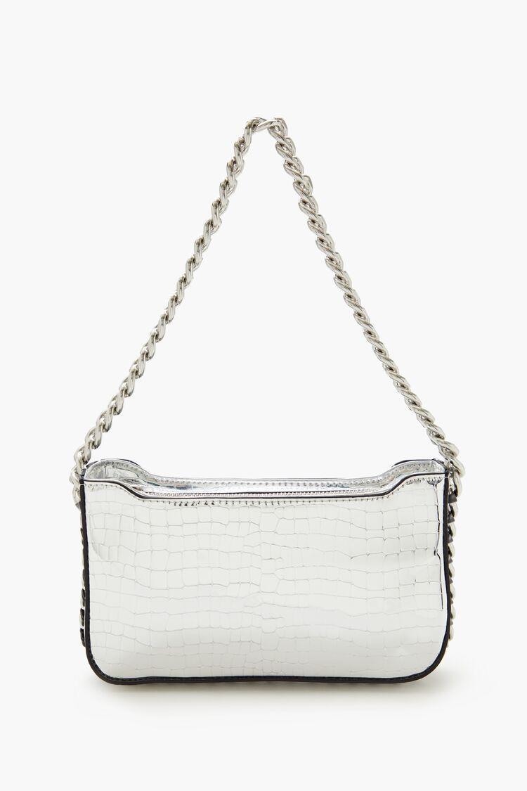 Metallic Faux Croc Shoulder Bag | Forever 21 Product Image