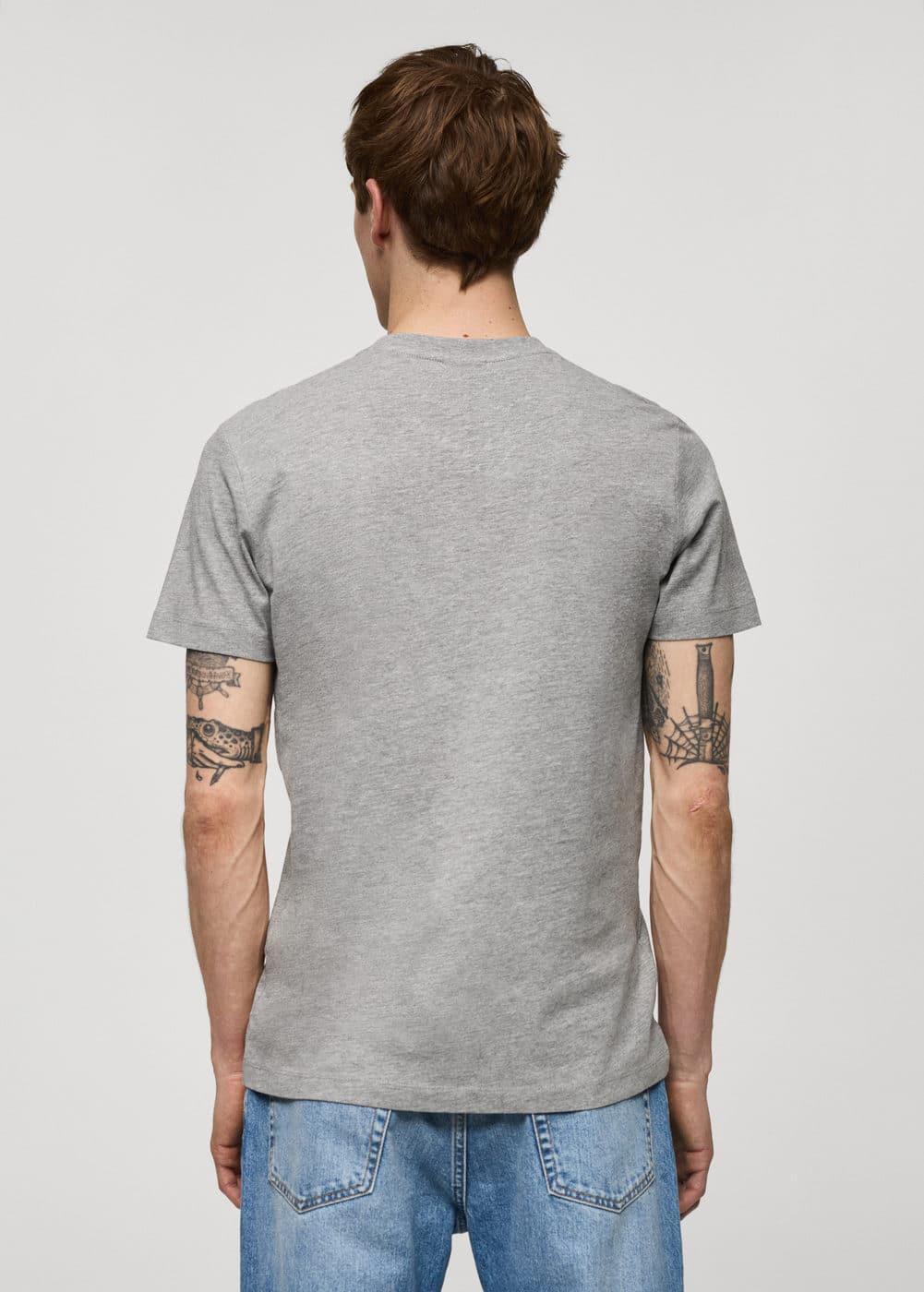 MANGO MAN - Slim-fit cotton V-neck t-shirt medium heather greyMen Product Image