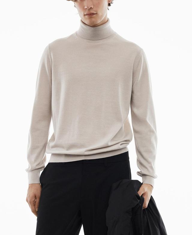 MANGO MAN - 100% merino wool turtleneck sweater light/pastel greyMen Product Image