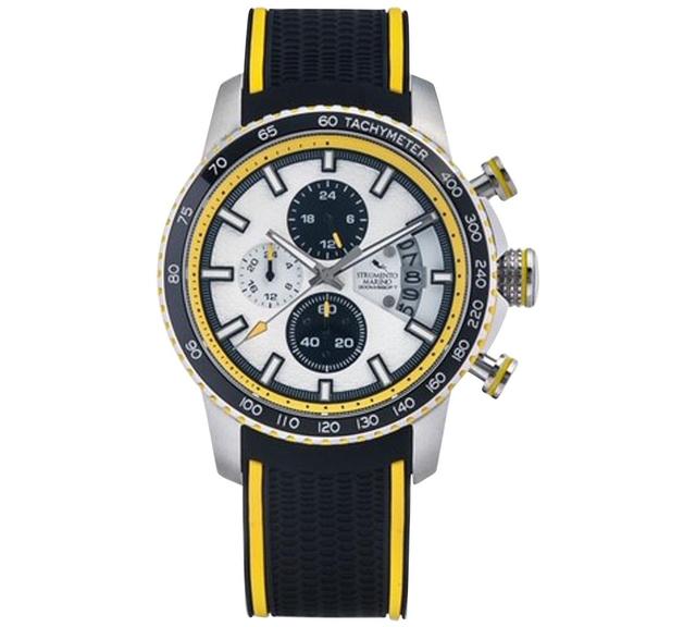 Strumento Marino Mens Chronograph Freedom Black Silicone Strap Watch 45mm - Blue Yellow Product Image