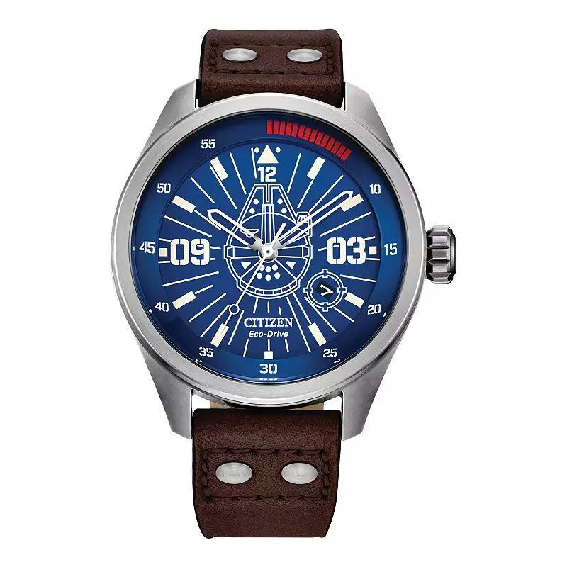 Citizen Mens Star Wars Collection Han Solo Three Hand Brown Leather Strap Watch Product Image