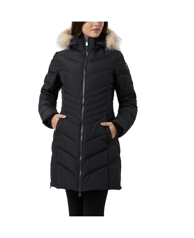 Pajar Womens Queens Faux Fur Quilted Puffer Hooded Coat - Black Product Image