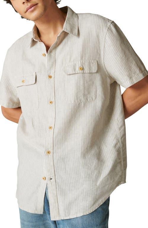 Lucky Brand Mens Striped Short Sleeves Work Wear Shirt Product Image