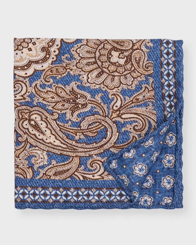 Mens Paisley/Floral Reversible Silk Pocket Square Product Image