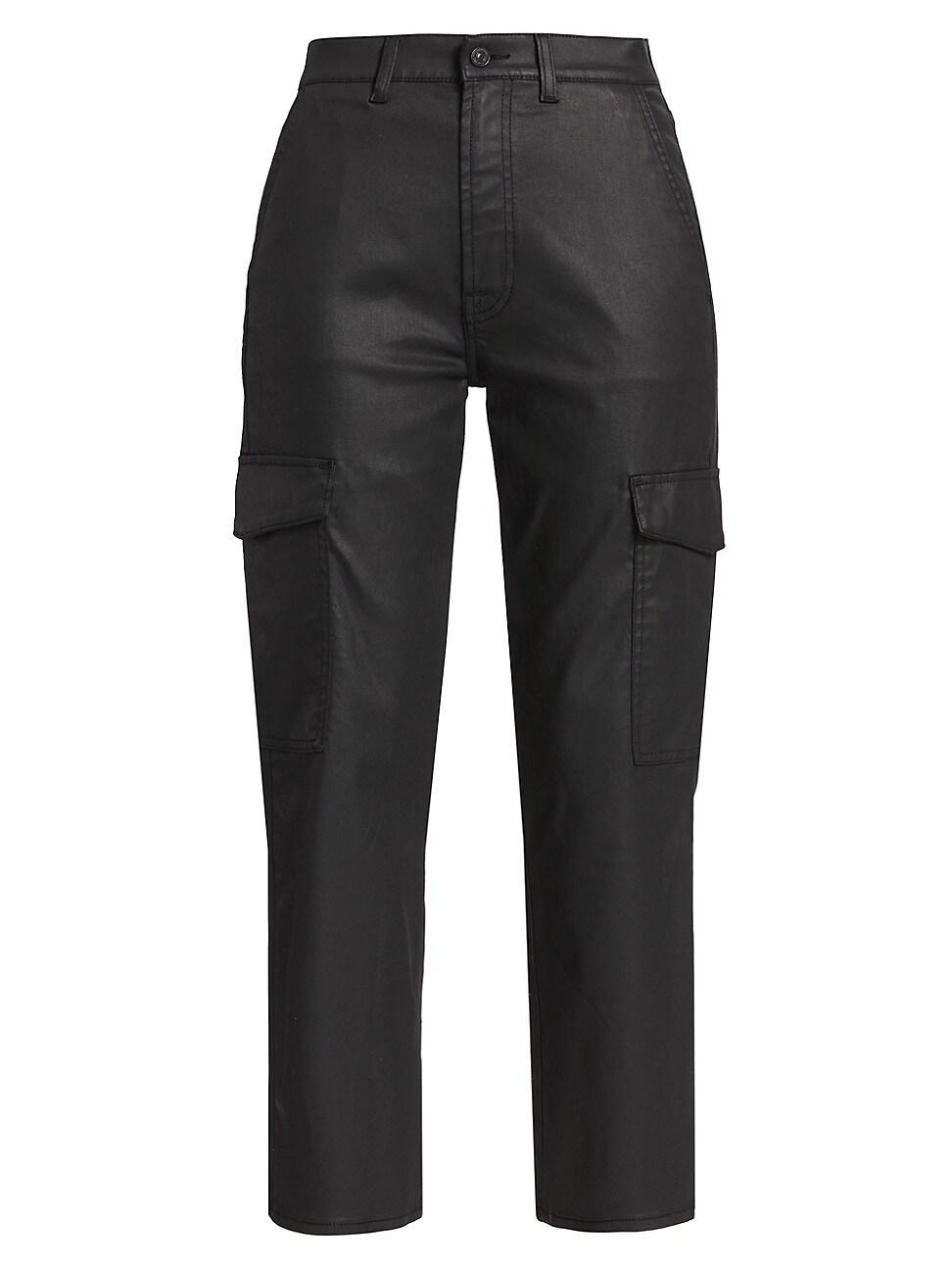 7 For All Mankind Logan Coated High Waist Ankle Straight Leg Cargo Pants Product Image