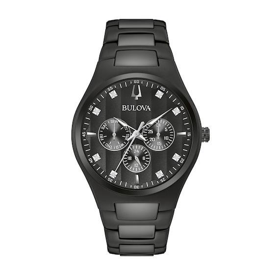 Men's Exclusive Bulova Diamond Accent Black IP Chronograph Watch with Black Dial (Model: 98D173) Product Image