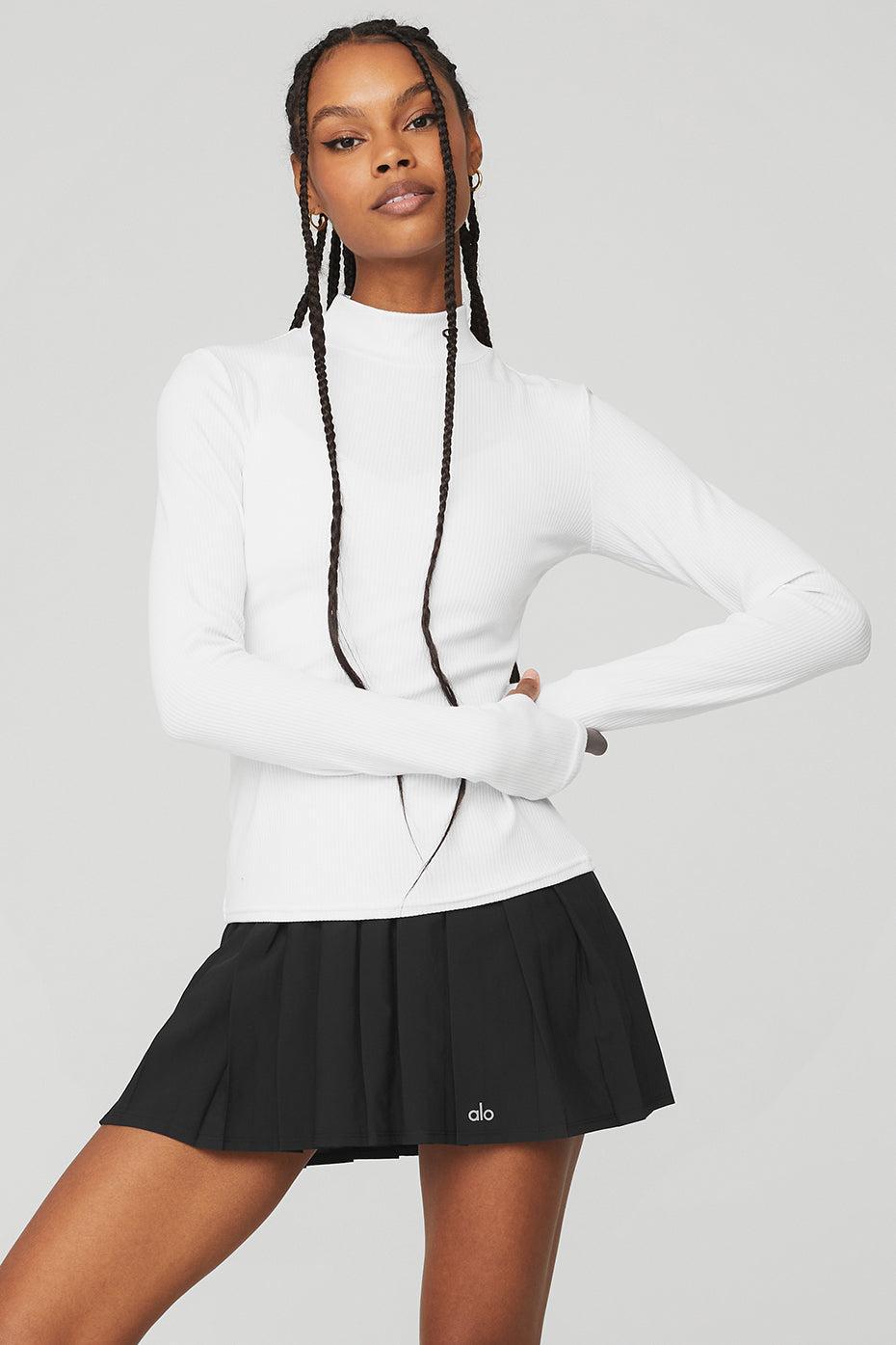 Wellness Rib Mock Neck Long Sleeve - White Female Product Image